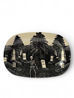 John Derian x Target Rest in Peace Halloween Melamine Serving Platter 16x11 NEW
